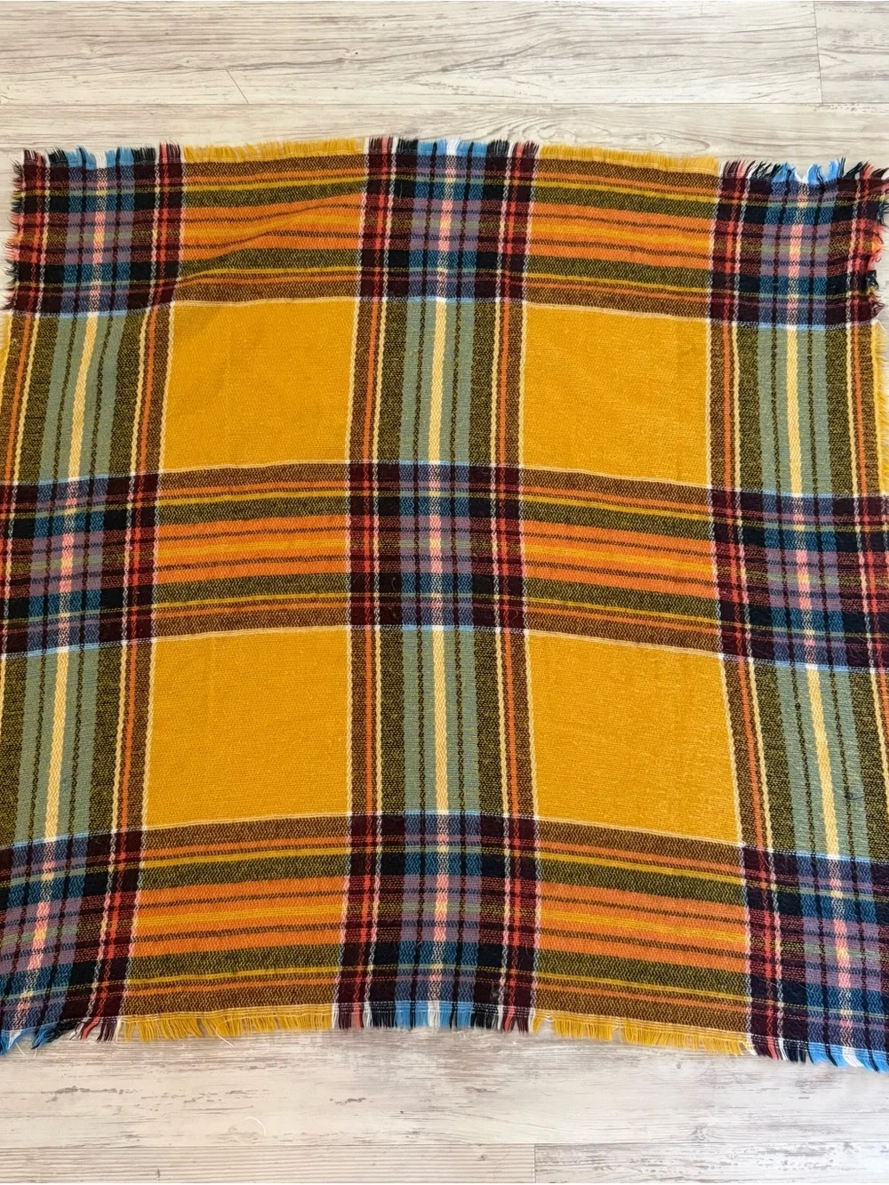 ZARA Accessories Mustard Yellow Plaid Scarf Lightweight Cozy Versatile